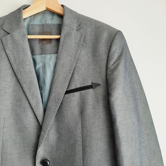 GSUS INDUSTRIES Linen Cotton Blend Blazer Jacket Grey Men's Sz M - Picture 4 of 16